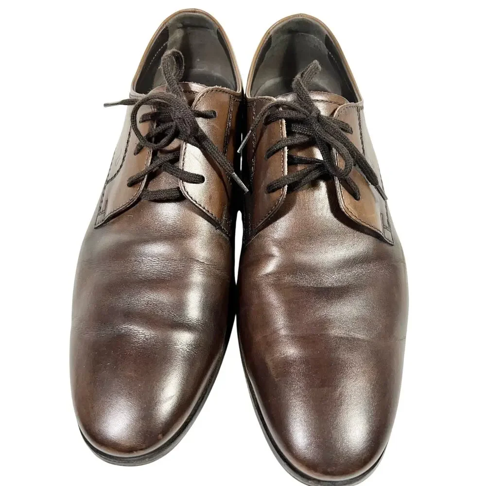 Tods Lace Up Dress Derby Shoes Mens 7.5 Dark Brown Leather Italy